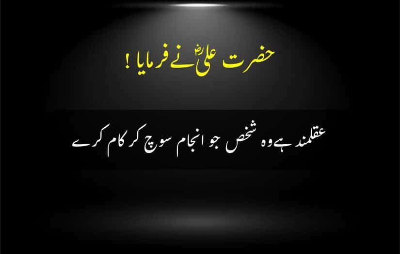 "Think wisely before actions to achieve success, Hazrat Ali (r.a) advised."