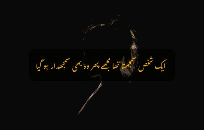 "Silhouette of a woman with Urdu Quote text on emotional reflection."